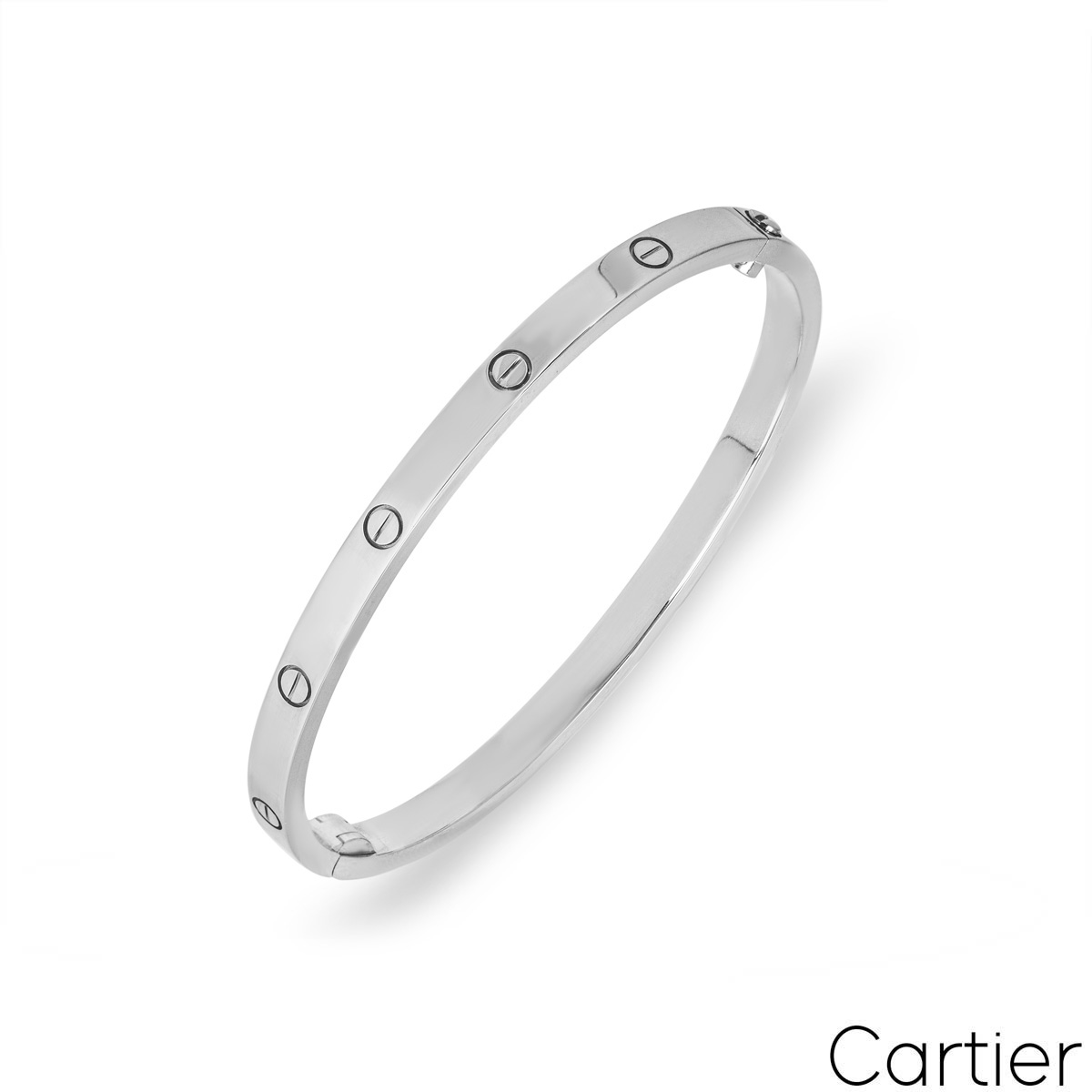 Cartier White Gold Plain Love Bracelet SM Size 17 B6047417